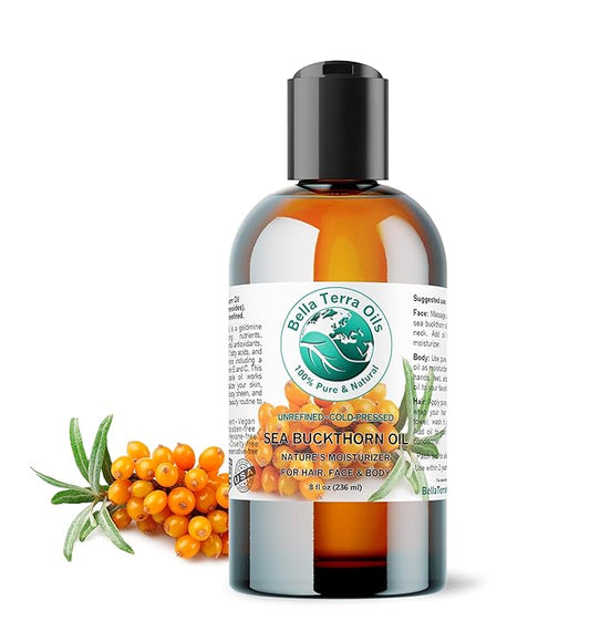Bella Terra Oils - Sea Buckthorn Oil 8 oz - The Ultimate Elixir from Nature's Bounty, Rich in Flavonoids & Essential Fatty Acids, Gilded Luxe for Your Face-VivaGrace Women