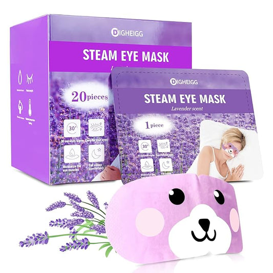Steam Eye Mask for Dark Circles and Puffiness 20 Pcs, Lavender Disposable Eye Warm Compress for Dry Eyes, Soothing Headache Migraine, Stye Treatment, Relief Stress Eye Fatigue-VivaGrace Women