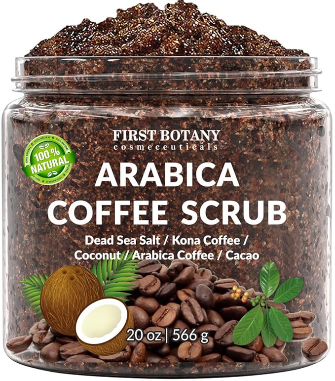 First Botany Cosmeceuticals, 100% Natural Arabica Coffee Scrub with Organic Coffee Coconut & Shea Butter, 20 oz-VivaGrace Women