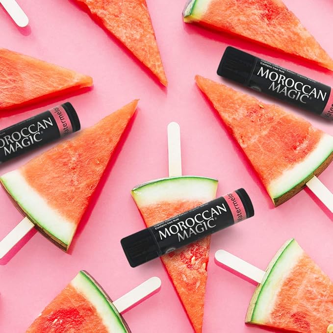 Moroccan Magic Organic Watermelon Lip Balm 3 Pack | Ultra-Hydrating Argan & Essential Oil Lip Moisturizer + Vitamin E | Natural Chapstick for Dry Lips | Smooth, Non-Toxic | Organic Lip Balm-VivaGrace Women