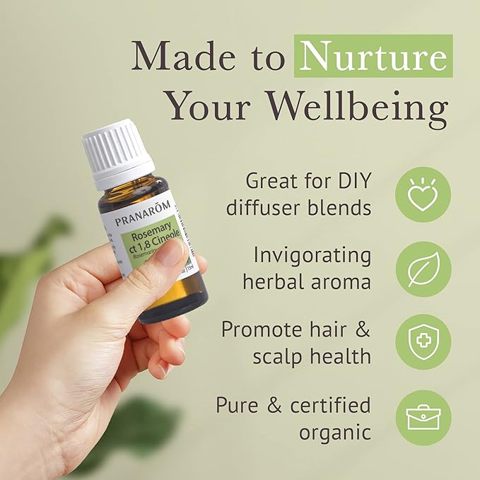 Pranarom USDA Certified Organic Rosemary Cineole Essential Oil (15ml), 100% Pure Undiluted Therapeutic Grade from Tunisia for Aromatherapy, Diffuser, Meditation, Massage, Relaxation-VivaGrace Women