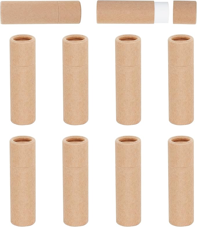 NICENEEDED 10 PCS Paperboard Lip Balm Tubes Set, Refillable Paper Lipstick Tube, Round Cardboard Empty Lip Gloss Container for DIY Lip Gloss Balm and Chapsticks-VivaGrace Women