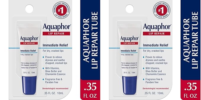Aquaphor Lip Repair Ointment - Long-lasting Moisture to Soothe Dry Chapped Lips - .35 fl. oz. Tube (Pack of 2)-VivaGrace Women