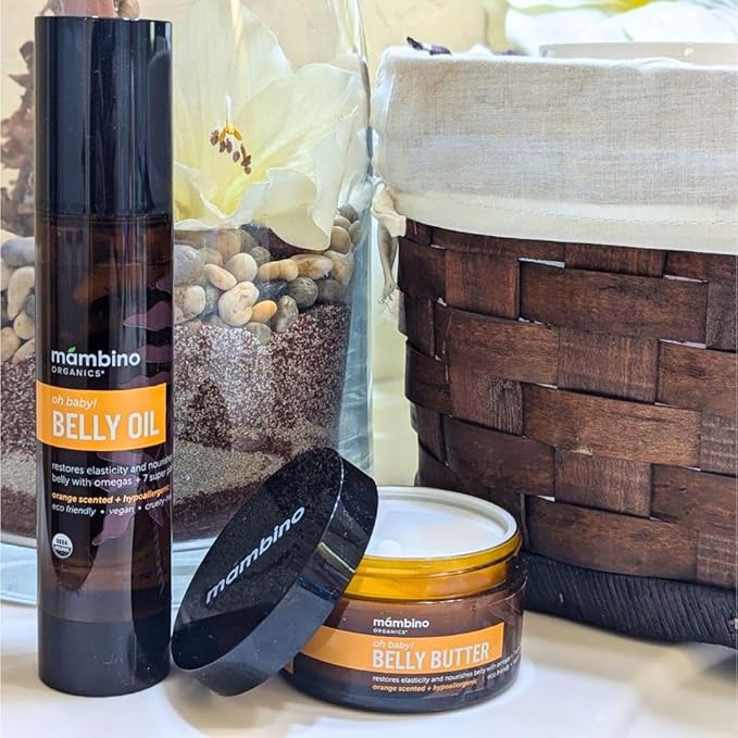 Mambino Organics Oh Baby! Organic Belly Oil for Pregnancy (2 Pack) - Hydrating Stretch Mark Serum, Vegan Maternity Skin Care, Eco-Friendly Pregnancy Oil for Elasticity & Glow, 4oz-VivaGrace Women