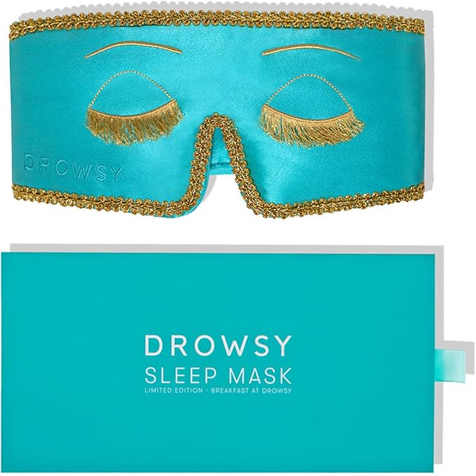 DROWSY Breakfast at Drowsy Silk Sleep Mask – 100% Pure Mulberry Silk, Total Blackout, Ultra-Soft & Skin Hydrating for Beauty Sleep & Relaxation, Fully Adjustable-VivaGrace Women