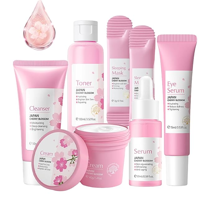 Skincare Gifts For Teenage Girls,Cherry Blossom Skincare Sets,Facial kit,Pamper Sets For Women Gifts,Skin Care Sets & Kits (SetA)-VivaGrace Women