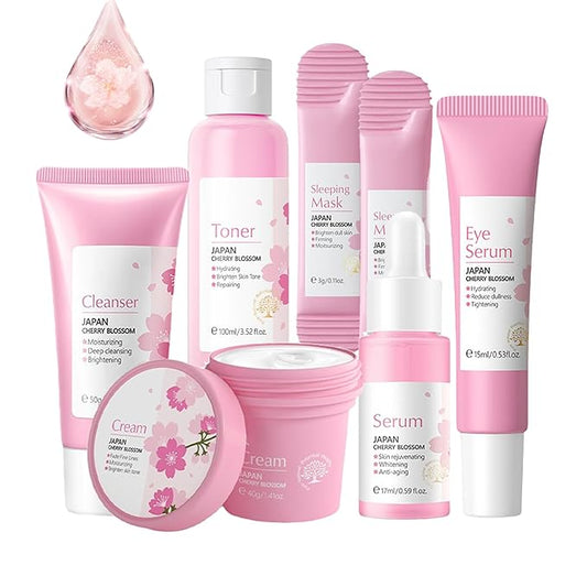 Skincare Gifts For Teenage Girls,Cherry Blossom Skincare Sets,Facial kit,Pamper Sets For Women Gifts,Skin Care Sets & Kits (SetA)-VivaGrace Women