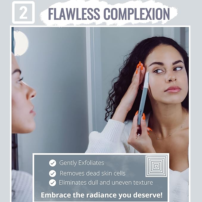 Premium Dermaplaning Tool - Multipurpose Face Razor for Women - Exfoliating Dermaplaner for Smooth Skin, Gentle Eyebrow and Facial Hair Remover - Pack of 3 Blades and Sturdy Metal Handle-VivaGrace Women