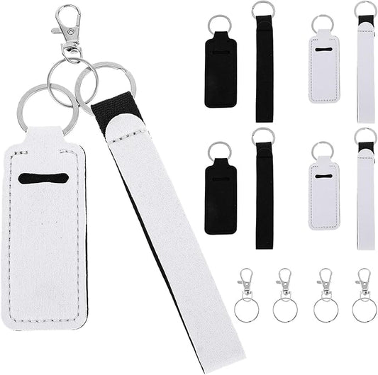 4 Pcs Keychain Chapstick Holder, Lipgloss Holder Keychain, Chapstick Holder Key Chain with Wristlet Lanyards, Lipstick Keychain Holder Lip Balm Sleeve for Women Girls-VivaGrace Women
