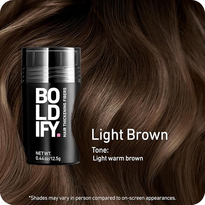 BOLDIFY Hair Fibers (12.5g) - Fill In Thinning and Fine Hair for an Instantly Fuller, Thicker Look - 14 Shades for Women & Men - Light Brown-VivaGrace Women