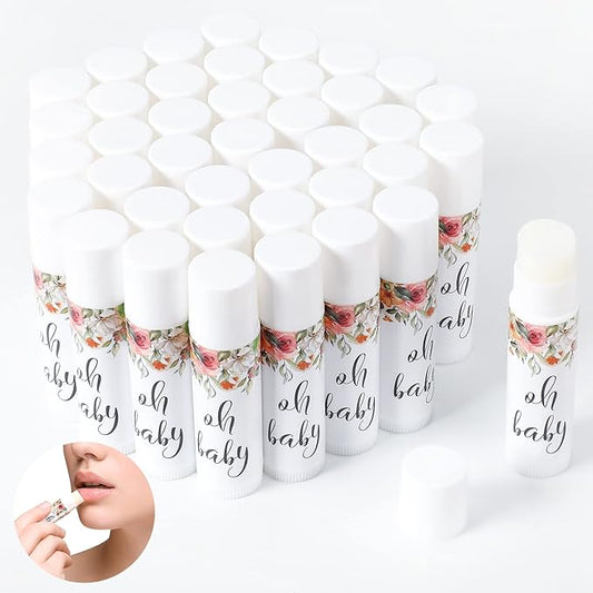 40 Pieces Lip Balm Bulk Baby Shower Jasmine Lip Balm Favors Floral Moisturizing Lip Balm for Women Children Men Girl kids Gender Reveal Favors Gift Baskets (Flower)-VivaGrace Women