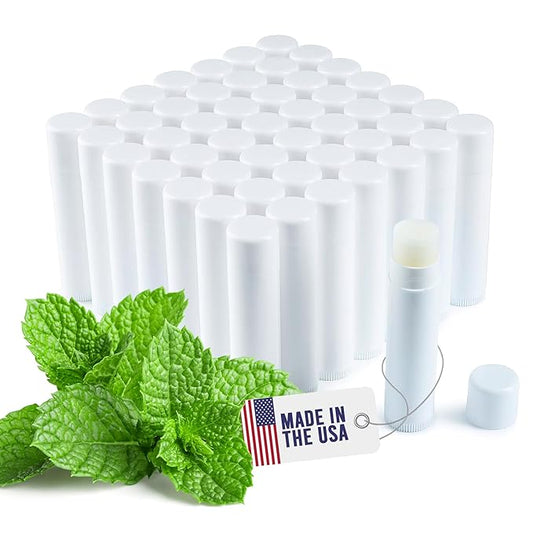 Lip Balm Bulk Unlabeled - Made in USA Bulk Chapstick - Natural Ingredients Vitamin E Shea Butter - Custom Chapstick Bulk For Party & Wedding Favors (50 Count, Peppermint)-VivaGrace Women