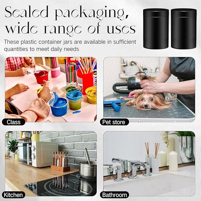 SATINIOR 24 Pieces Empty Clear Plastic Jars with Lids Round Storage Containers Wide Mouth for Beauty Product Cosmetic Cream Lotion Liquid Butter Craft and Food(Black,16 oz)-VivaGrace Women