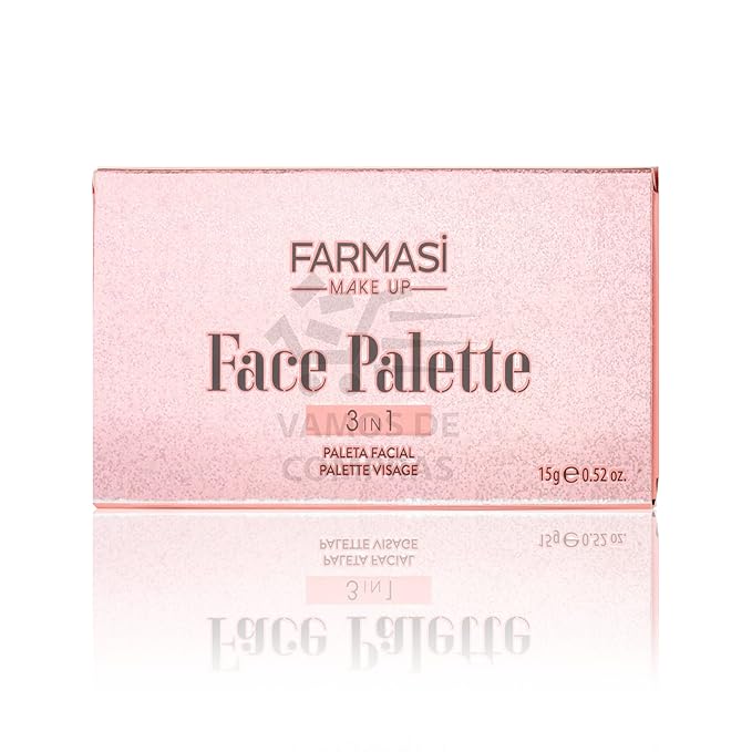 FARMASI Makeup Face Palette, Trio Eyeshadow, Long Lasting Face Sculpting, Blush and Highlighter Powder, Glow Contour Shadow Bronzer, All Skin Types, 0.52 oz. / 15 g (3 in 1 Face Palette)-VivaGrace Women