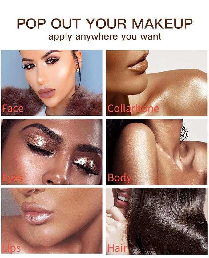 Fairy Highlight Puff Stick Highlight Patting Powder - Multi-Functional Shimmer Powder for Illuminating and Brightening Your Face and Body (#03 Gold Brown)-VivaGrace Women