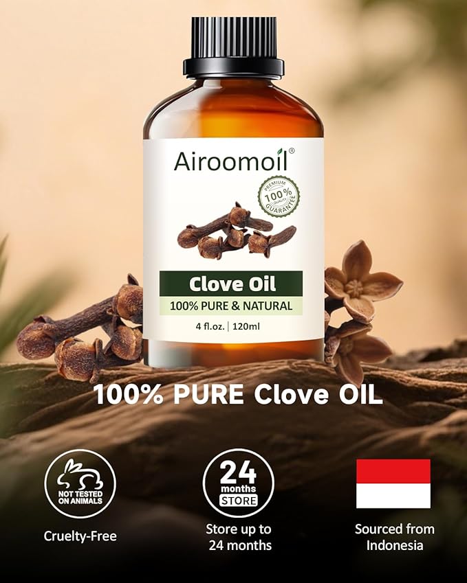 Pure Clove Essential Oil, 100% Pure Natural Clove Essential Oil, Premium Grade Essential Oils for Diffusers for Home, Skin, Care Massage, Soap Making, Aromatherapy, 4 Fl Oz | 120ml-VivaGrace Women