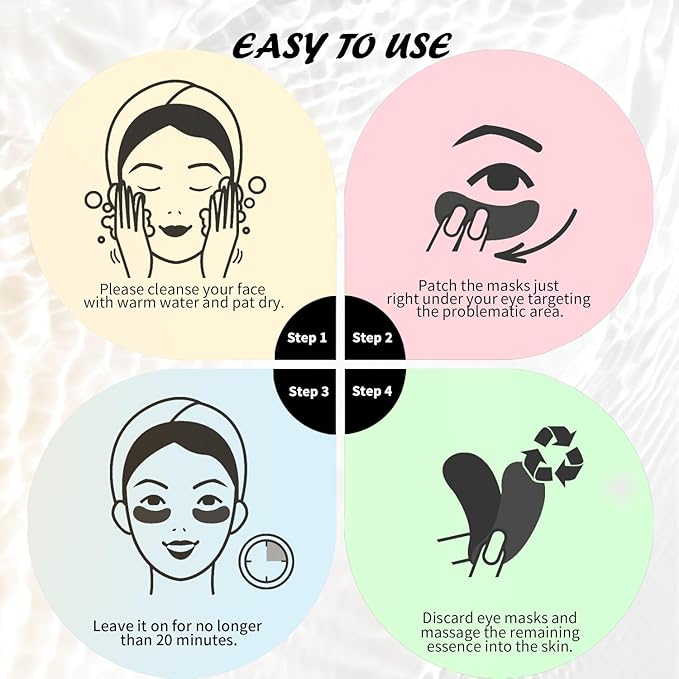 Under Eye Patches (8 Pairs), Hyaluronic Acid Eye Masks for Dark Circles Puffy Eyes Undereye Bags, Collagen Eye Patches for Wrinkles and Hydrate, Skin Care Gift for Her