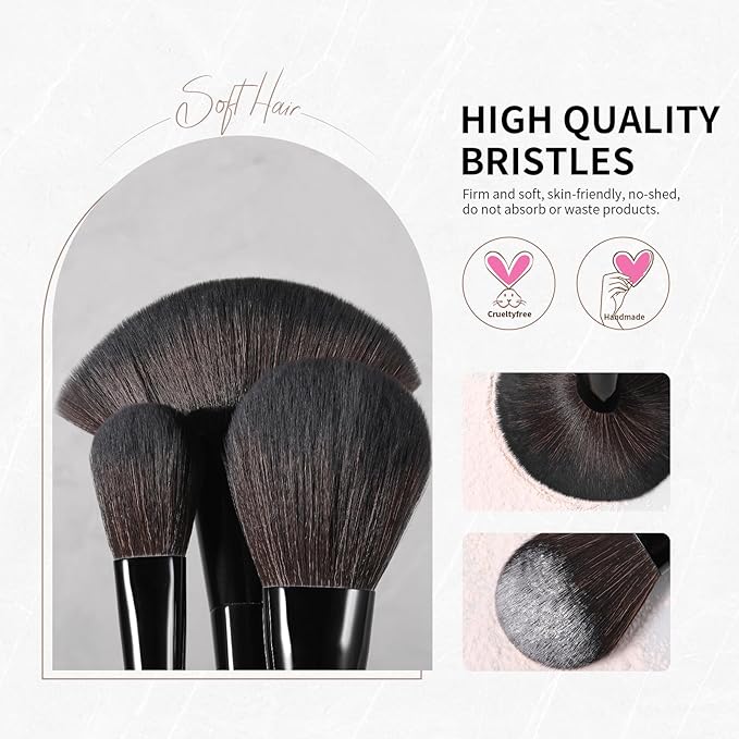 Docolor Makeup Brushes Set Professional 30Pcs Obsidian Makeup Brushes Premium Synthetic Powder Kabuki Foundation Contour Blush Concealer Eye Shadow Blending Eyeliner Crease Eyebrow Make Up Brush Kit-VivaGrace Women