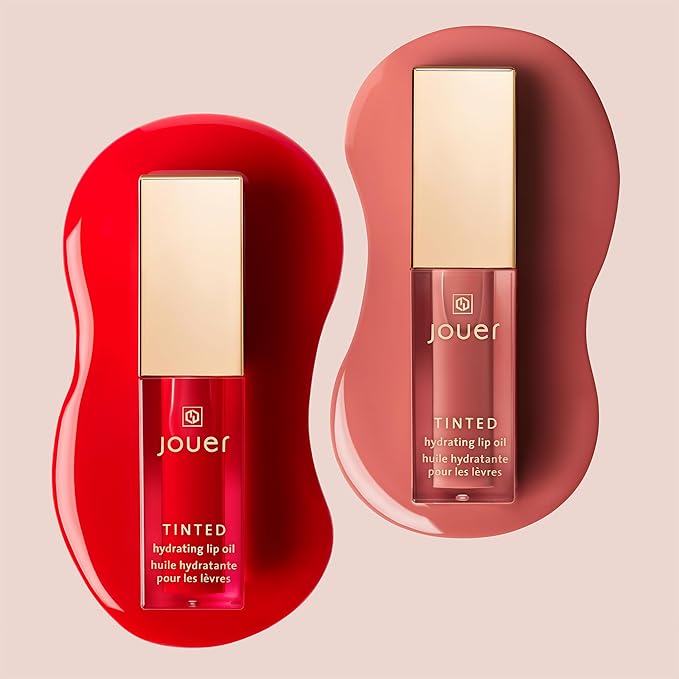 Jouer Essential Tinted Hydrating Lip Oil Gloss – Moisturizing Dry Lip Treatment Serum - Fragrance Free Tinted Lip Oil - Jojoba Seed Oil and Apricot Oil Formula-VivaGrace Women