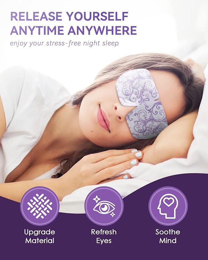 30 Packs Lavender Steam Eye Mask - Heated Eye Mask for Dark Circles and Puffiness Warm Eye Mask for Dry Eye Mask Relief Eye Fatigue Headache Hot Sleep Eye Mask for Disposable Moist Heat Eye Compress-VivaGrace Women