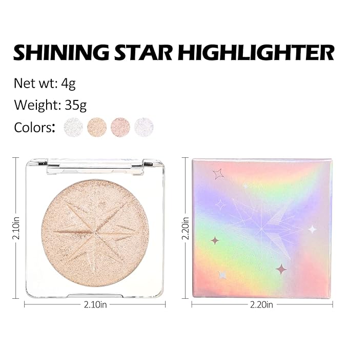 Erinde Pearl Shimmer Glitter Highlighter Highlight Makeup Contour Powder, Silver Highlighter Face Illuminator Highlighter, Highlighter Makeup iluminadores Illuminator for Face Body Cheek-VivaGrace Women