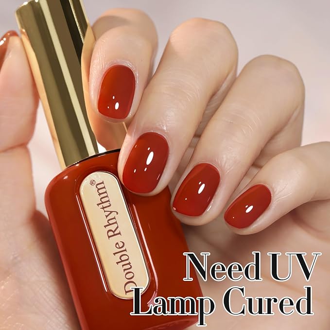 Double Rhythm 0.50 OZ Gel Polish Hema Free Same Color Same Bottle Golden Round Translucent Neutral Natural Milky 15 ML Jelly UV Polish Art DIY at Home (Blood Red-C1455)