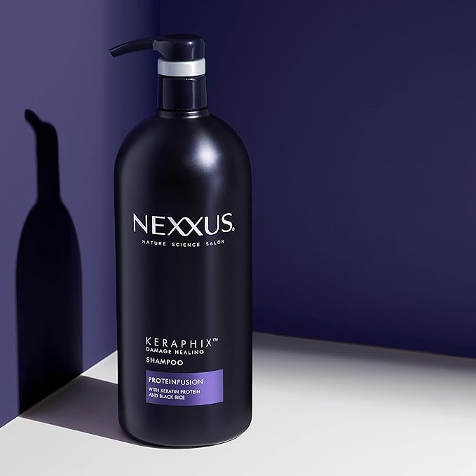 Nexxus Keraphix Shampoo With ProteinFusion for Damaged Hair Keratin Protein, Black Rice, Silicone-Free 33.8 oz-VivaGrace Women
