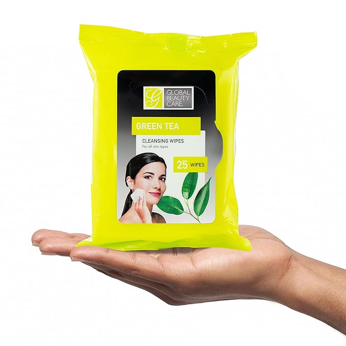 Global Beauty Care Bulk Cleansing Wipes Premoistened 4 Pack of Green Tea Cleansing Cloths Makeup Removal Wipes - Great For Travel Toiletries - 100 ct.(4-Pack)