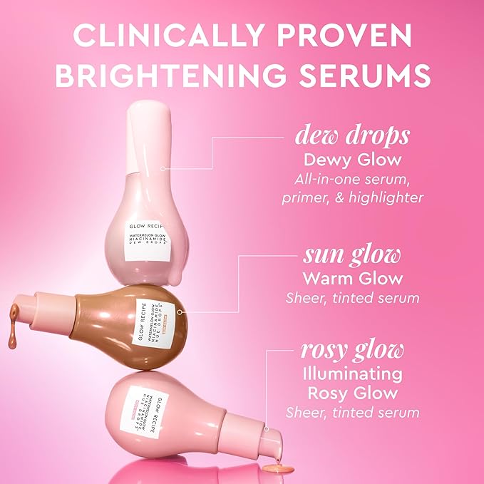 Glow Recipe Hue Drops Tinted Face Serum - Illuminating Glow Drops to Brighten & Hydrate - Skincare Makeup Primer & Liquid Highlighter to Blur Pores for a Radiant, Even Skin Tone - Rosy Glow (40ml)-VivaGrace Women