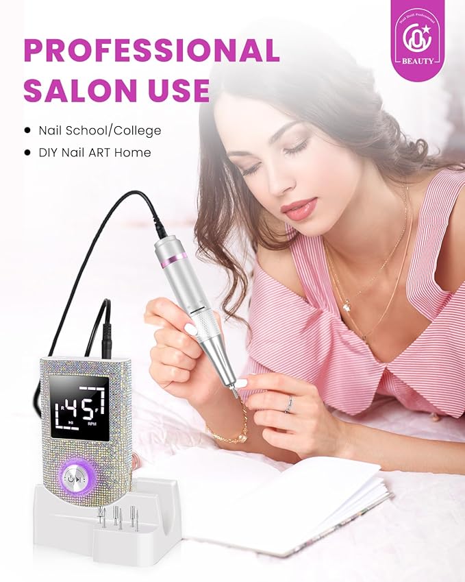 CozyZen Cordless Electric Nail Drill, 45000 RPM Rechargeable Diamond E-File, Portable & Low Noise for Acrylic/Gel Nails, Manicure & Pedicure - Professional & Home Use-VivaGrace Women