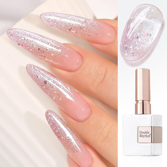 Double Rhythm 0.5Oz Glitter Gel Polish Shimmer Reflective Color for Nail Art Salon DIY Soak Off 15ml Nail Lamp Gel Polish at Home (Pastel Pink-B1163)