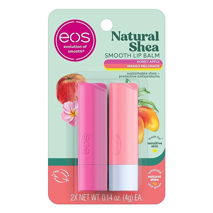 eos Natural Shea Lip Balm, Honey Apple & Mango Melonade, All-Day Moisture, Lip Care Products, 0.14 oz, 2-Pack-VivaGrace Women