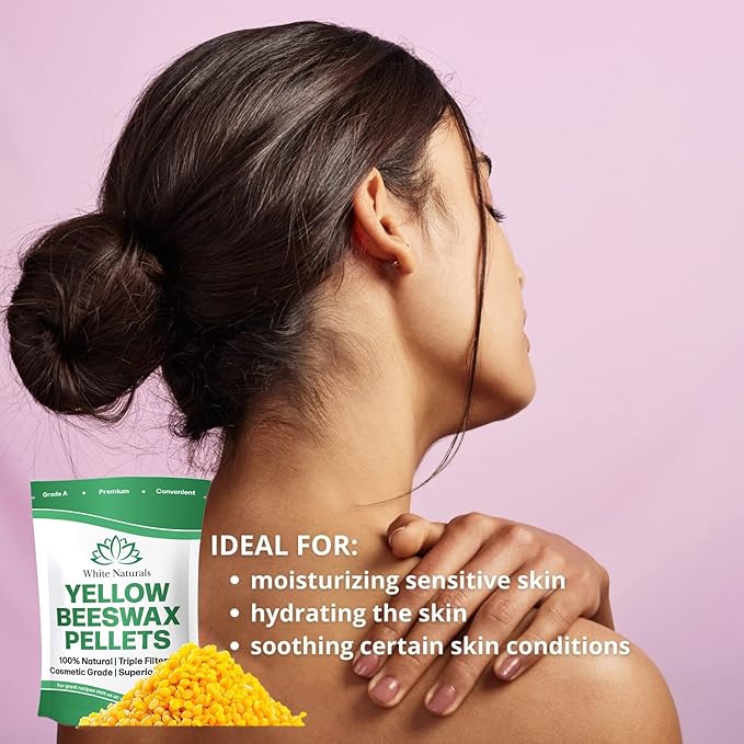 Yellow Beeswax Pellets 5lb, 100% Pure, Natural, Cosmetic Grade, Organic, Bees Wax Pastilles, Triple Filtered, Great For Candle Making, Soaps, Food Wraps, DIY Lip Balms, Sunscreen By White Naturals-VivaGrace Women