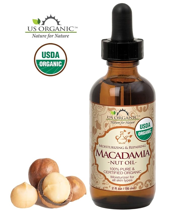 US Organic Macadamia Nut Oil Unrefined Virgin, USDA Certified Organic, Pure & Natural, Cold Pressed, Sourced in Kenya, in Amber Glass Bottle w/Glass Eye dropper for Easy Application (2 oz (Small))-VivaGrace Women