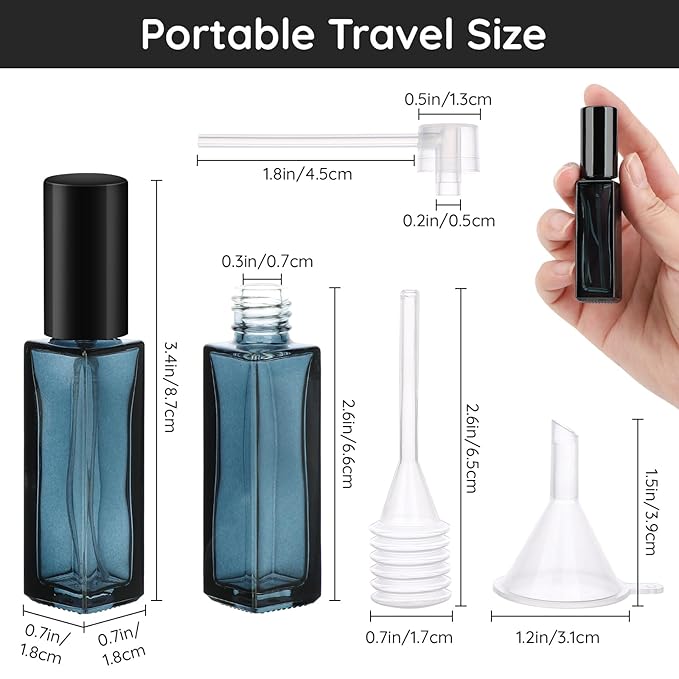 Segbeauty Glass Perfume Bottles, 5 Pack 10ML Refillable Mini Perfume Bottle Travel, Portable Leak-proof Square Spray Pump Bottle Atomizer Dispensing Containers with Lids for Fragrance Essential Oil-VivaGrace Women