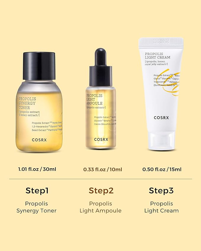 COSRX Honey Glow Kit | Facial Toner, Serum, Cream with Propolis Extract | Deep Moisture, Hydration, Nourishment | Travel Size Set, Gift Set, Korean Skincare, Not Tested on Animals, Paraben Free-VivaGrace Women