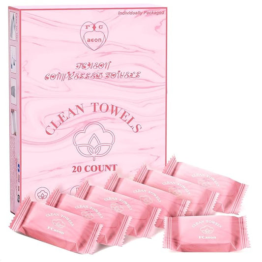 Disposable Towel, Thicken Compressed Towel Large, Soft Facial Washcloth Reusable Portable Cotton Tissue for Travel,Camping,Hiking,Hotel,Beauty Salon,Outdoor Activities(Pink 20PCS)