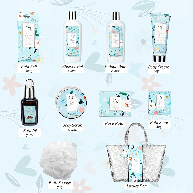 Mothers Day Gifts for Mom XXXL Relaxing Perfumes Spa Gift Set Luxury Bath & Body Gift Set with Shower Gel | Christmas, Birthday, Pampering Gifts for Her, Wife Self Care Bridal Shower Pamper Kit-VivaGrace Women