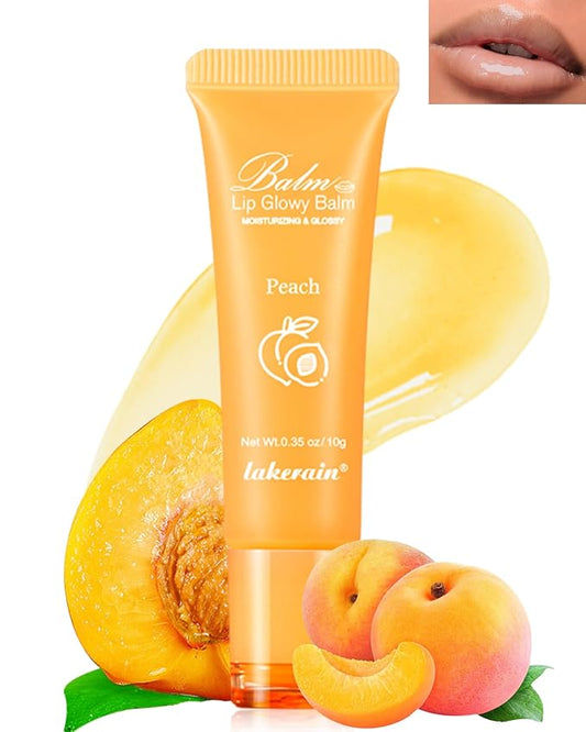 Moisturizer Lip Glowy Balm, Hydrating & Nourishing Repair Sleeping Lip Mask, Shine Glossy Finish Lip Oil, Day and Night Smooth Cracked Chapped Dry Lips, Lip Care Therapy Treatment for Women-1#Peach-VivaGrace Women