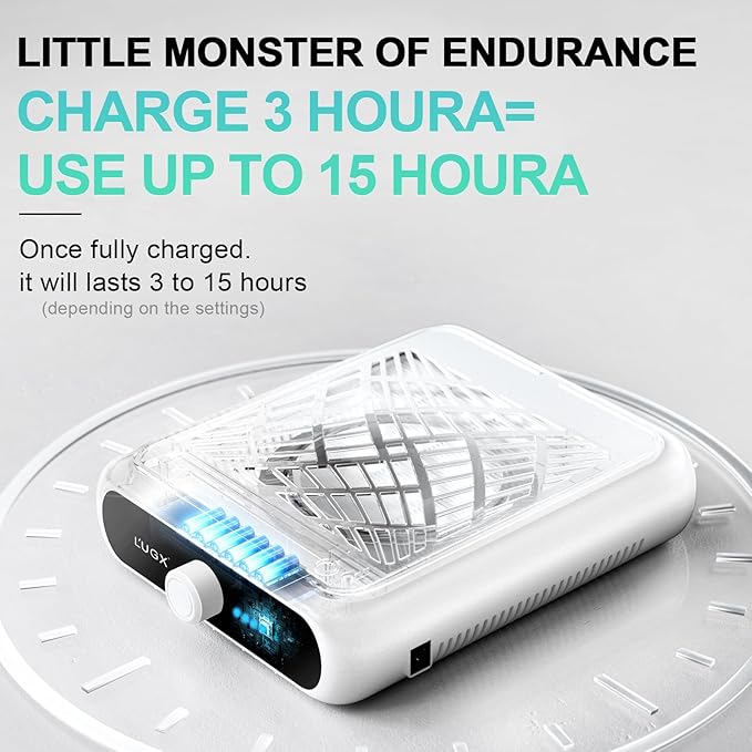 L'UGX Rechargeable Nail Dust Collector with 2 Reusable Filter, Professional Nail Vacuum Dust Collector Nail Tech Fan Extractor Powerful Suction Machine, Perfect for Home Salon Use-VivaGrace Women