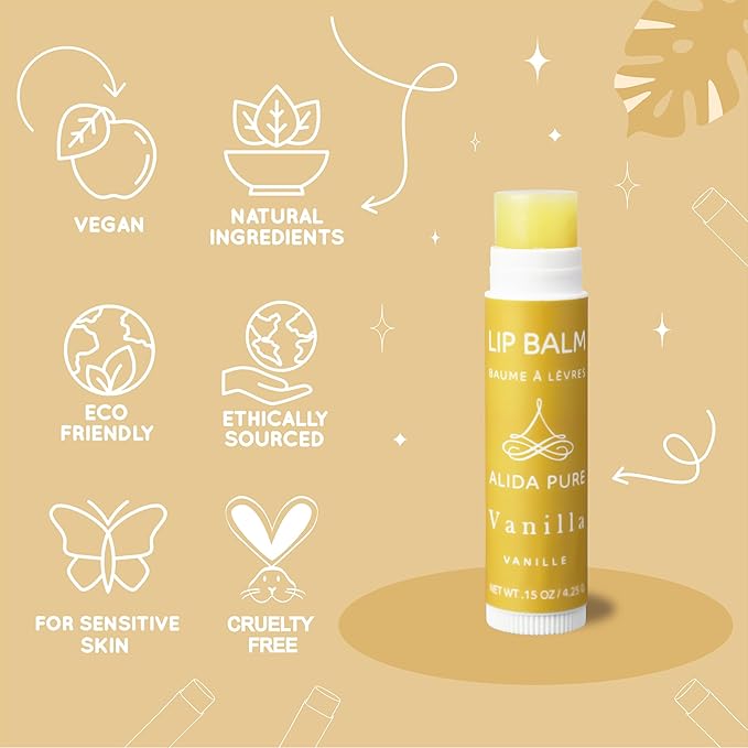 Vanilla Lip Balm Collection, Vegan Lip Balm Set, Beeswax Free, with Avocado Oil, Organic Jojoba Oil, and Vitamin E, Natural Moisturizer for Dry, Chapped Lips, 3 Tube Set-VivaGrace Women