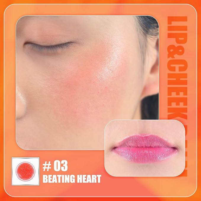 CHARMACY Magic Color Lip & Cheek Balm, PH Color Changing Blusher for Cheeks, Long Lasting Moisturizing Multi Use cream Waterproof Blush Makeup, BEATING HEART (#03)-VivaGrace Women