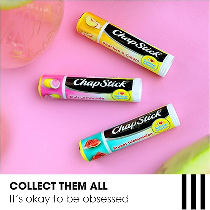 ChapStick I Love Summer Collection Pink Lemonade, Peaches and Cream, and Sweet Watermelon Lip Balm Tubes Variety Pack, Lip Balm Variety Pack - 0.15 Oz Each (Pack of 3)-VivaGrace Women
