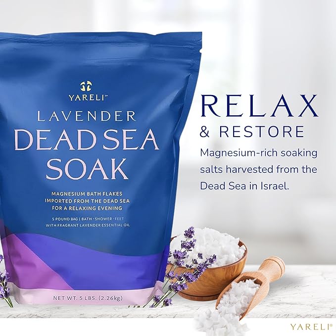 Magnesium Flakes, 5lb Lavender, Dead Sea Bath and Foot Soak, Alternative to Epsom Salt with Over 250,000mg of Magnesium Chloride Per Bag-VivaGrace Women