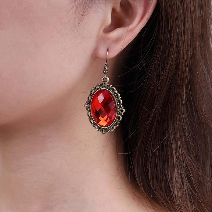 Vintage Black Crystal Drop Earrings Oval Onyx Dangle Earrings Large Onyx Stud Earrings Black Gem Hook Earrings Jewelry for Women and Girls-VivaGrace Women