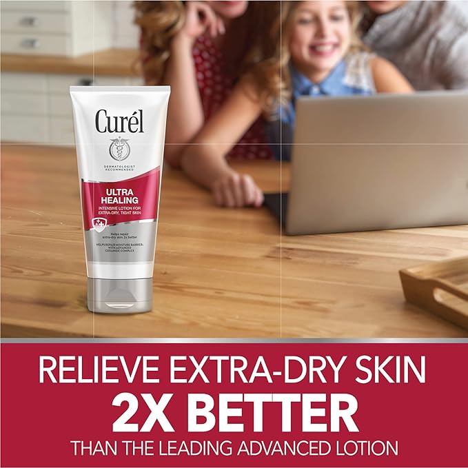 Curel Ultra Healing Intensive Fragrance-Free Lotion For Extra-Dry Skin, Ideal for Sensitive Skin, Cruelty Free, Paraben Free, Dermatologist Recommended, 6 Oz, Pack of 3-VivaGrace Women
