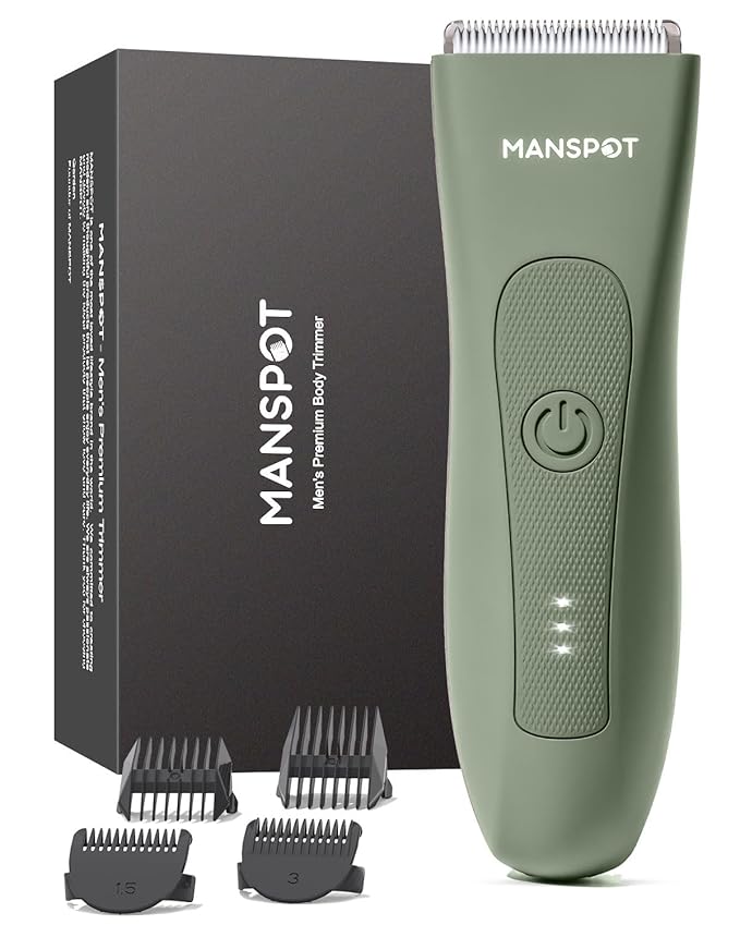 MANSPOT Manscape Hair Finishing Trimmers, Pubic Hair Trimmer for Men and Women, Electric Ball Trimmer Pubic Shaver,Hypoallergenic Ceramic Blade Heads,Waterproof Wet/Dry Groin Shaver,20 Times Usage-VivaGrace Women