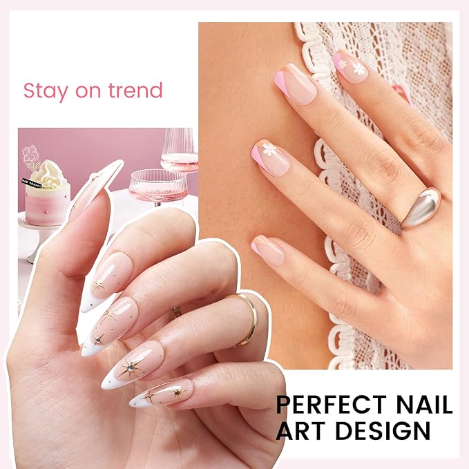 Gel Nail Polish Kit with U V Light, Hema-Free White Light Nude Pink Summer Gel Polish Set with Base & Top Coat Chrome Nail Powder, 4 Colors Mini Salon Nail Art Starter Gift for Women Girl-VivaGrace Women