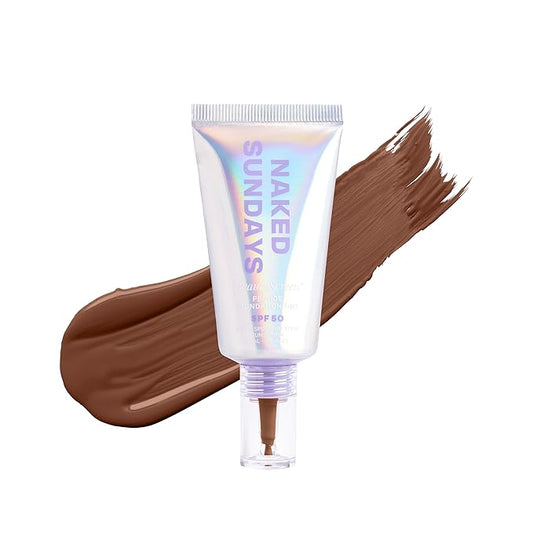 Naked Sundays BeautyScreen™ SPF 50 Mineral Peptide Foundation Tint – 2-in-1 Skin Tint & Mineral Sunscreen | Radiant, Buildable Coverage, Acne-Safe, Infused with Peptides (10 Deep Neutral, 1.01 oz)-VivaGrace Women