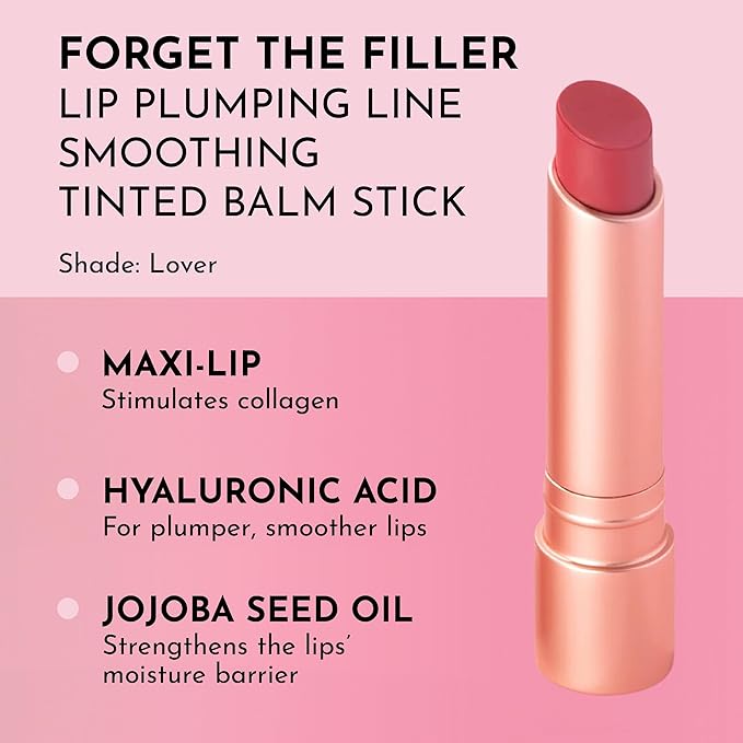 LAWLESS Forget the Filler Lip Plumping Line Smoothing Tinted Balm, Lover, Pink, 0.1 Ounce / 2.9 g-VivaGrace Women